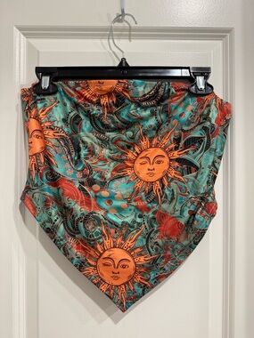 Sun Print strapless crop top